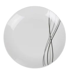 Gifi Assiette à dessert ronde blanche lignes gris noir Line| Vaisselle Et Accessoires De Table