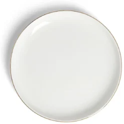 Gifi Assiette à dessert ronde blanc et doré Ø19cm porcelaine| Vaisselle Et Accessoires De Table