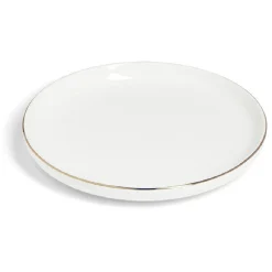Gifi Assiette à dessert ronde blanc et doré Ø19cm porcelaine| Vaisselle Et Accessoires De Table