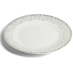 Gifi Assiette à dessert ronde Ø19cm porcelaine pois blanc et doré| Vaisselle Et Accessoires De Table
