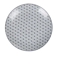 Gifi Assiette à dessert ronde motif géométrique prisme blanc et bleu| Vaisselle Et Accessoires De Table