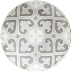 Gifi Assiette à dessert ronde motif carreau de ciment gris et blanc| Vaisselle Et Accessoires De Table