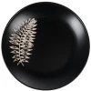 Gifi Assiette à dessert ronde noire motif plante blanche embossé| Vaisselle Et Accessoires De Table