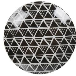 Gifi Assiette à dessert ronde porcelaine zig zag blanc gris| Vaisselle Et Accessoires De Table