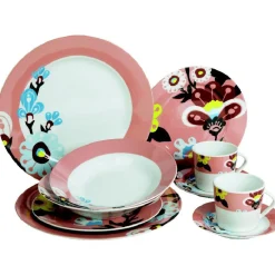 Gifi Assiette à dessert rose décor fleurs| Vaisselle Et Accessoires De Table