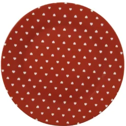 Gifi Assiette à dessert rouge design coeurs blancs| Vaisselle Et Accessoires De Table