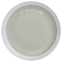 Gifi Assiette à dessert taupe contour blanc inscription Le marché| Vaisselle Et Accessoires De Table