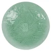 Gifi Assiette à dessert vert motif feuilles tropicales en relief| Vaisselle Et Accessoires De Table