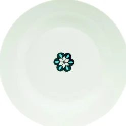 Gifi Assiette creuse blanche décor fleur bleue| Vaisselle Et Accessoires De Table