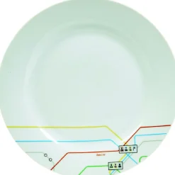 Gifi Assiette creuse blanche décor lignes multicolores| Vaisselle Et Accessoires De Table