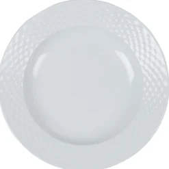 Gifi Assiette creuse blanche ronde aile damassée| Vaisselle Et Accessoires De Table