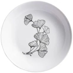 Gifi Assiette creuse décor fleur blanc noir| Vaisselle Et Accessoires De Table
