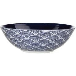 Gifi Assiette creuse en porcelaine décor vague japonaise| Vaisselle Et Accessoires De Table