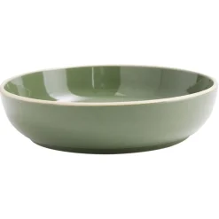 Gifi Assiette creuse faïence vert avec liseré crème| Vaisselle Et Accessoires De Table