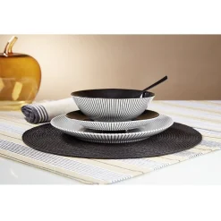 Gifi Assiette creuse rayure noire et blanche| Vaisselle Et Accessoires De Table