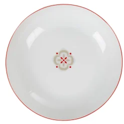 Gifi Assiette creuse ronde motif géométrique rouge gris campagne| Vaisselle Et Accessoires De Table