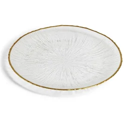 Gifi Assiette dessert ronde verre transparent rebord doré Ø21cm| Vaisselle Et Accessoires De Table