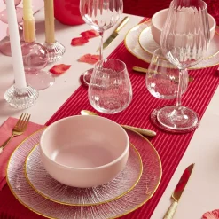 Gifi Assiette dessert ronde verre transparent rebord doré Ø21cm| Vaisselle Et Accessoires De Table