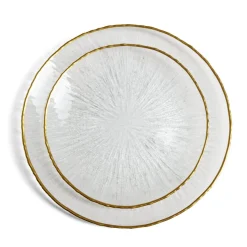 Gifi Assiette dessert ronde verre transparent rebord doré Ø21cm| Vaisselle Et Accessoires De Table