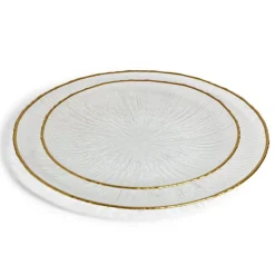 Gifi Assiette dessert ronde verre transparent rebord doré Ø21cm| Vaisselle Et Accessoires De Table