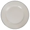 Gifi Assiette en faïence plate ronde blanche relief bord noir| Vaisselle Et Accessoires De Table