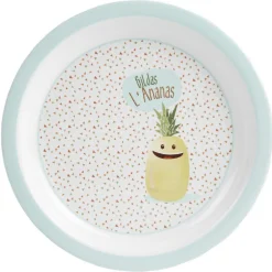 Gifi Assiette mélaminé enfant design Gildas l'Ananas| Vaisselle Et Accessoires De Table