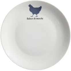 Gifi Assiette plate beige motif poule| Vaisselle Et Accessoires De Table