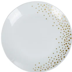 Gifi Assiette plate blanche bordure à pois doré| Vaisselle Et Accessoires De Table