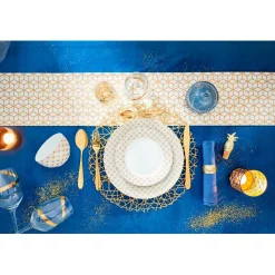 Gifi Assiette plate blanche bordure rayons doré| Vaisselle Et Accessoires De Table