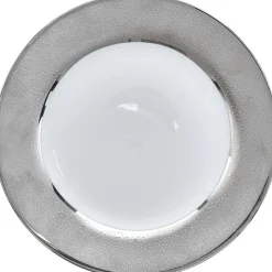 Gifi Assiette plate blanche contour argenté| Vaisselle Et Accessoires De Table