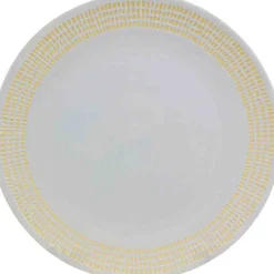 Gifi Assiette plate blanche contour grains de riz jaunes| Vaisselle Et Accessoires De Table