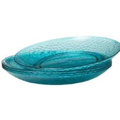 Gifi Assiette plate bleue martelé x4| Vaisselle Et Accessoires De Table