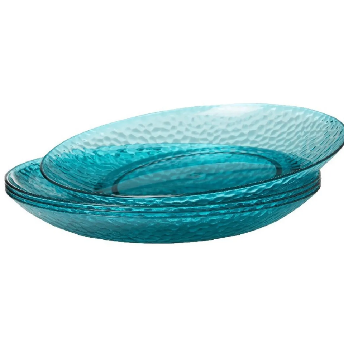 Gifi Assiette plate bleue martelé x4| Vaisselle Et Accessoires De Table