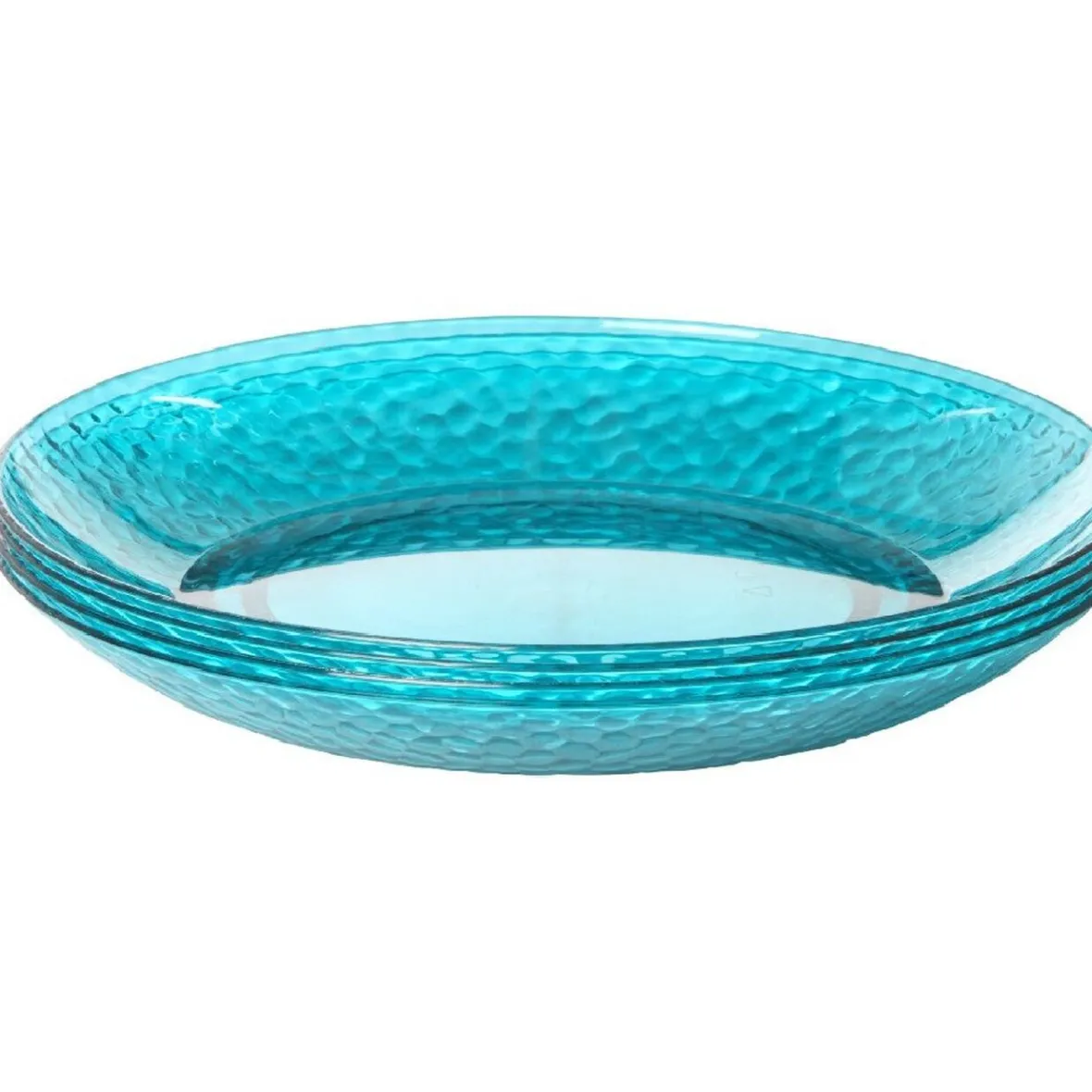 Gifi Assiette plate bleue martelé x4| Vaisselle Et Accessoires De Table