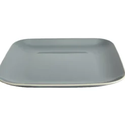 Gifi Assiette plate carré en grès grise et blanche| Vaisselle Et Accessoires De Table