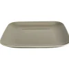 Gifi Assiette plate carré en grès taupe et blanche| Vaisselle Et Accessoires De Table
