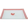 Gifi Assiette plate carrée blanc et rouge design poule| Vaisselle Et Accessoires De Table