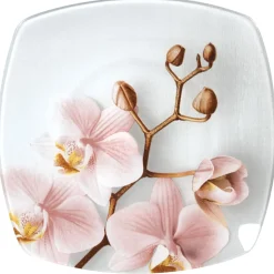 Gifi Assiette plate carrée design Orchidée| Vaisselle Et Accessoires De Table