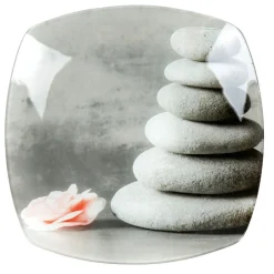 Gifi Assiette plate carrée design galets gris zen| Vaisselle Et Accessoires De Table