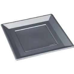 Gifi Assiette plate carrée gris foncé en plastique réutilisable x6| Vaisselle Et Accessoires De Table