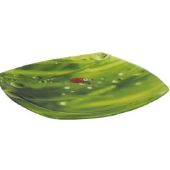 Gifi Assiette plate carrée verte design coccinelle| Vaisselle Et Accessoires De Table