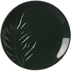 Gifi Assiette plate céramique beige ou vert motif feuille ø26,5 cm| Vaisselle Et Accessoires De Table