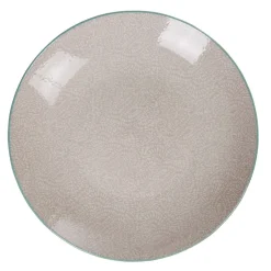Gifi Assiette plate design goutte beige liseré bleu clair| Vaisselle Et Accessoires De Table