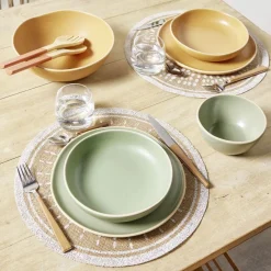 Vaisselle Et Accessoires De Table<Gifi Assiette plate en faïence jaune Ø27xH1,7cm