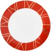 Gifi Assiette plate en porcelaine rouge détail doré| Vaisselle Et Accessoires De Table