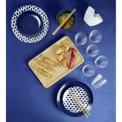 Gifi Assiette plate en porcelaine décor bleu Ø 27 cm| Vaisselle Et Accessoires De Table