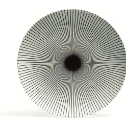 Gifi Assiette plate en porcelaine décor rayures soleil| Vaisselle Et Accessoires De Table