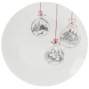 Gifi Assiette plate en porcelaine motif boule de Noël| Vaisselle Et Accessoires De Table