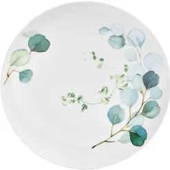 Gifi Assiette plate en porcelaine blanc et vert| Vaisselle Et Accessoires De Table