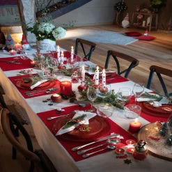 Gifi Assiette plate en verre strié rouge| Vaisselle Et Accessoires De Table